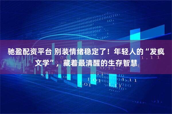 驰盈配资平台 别装情绪稳定了！年轻人的“发疯文学”，藏着最清醒的生存智慧