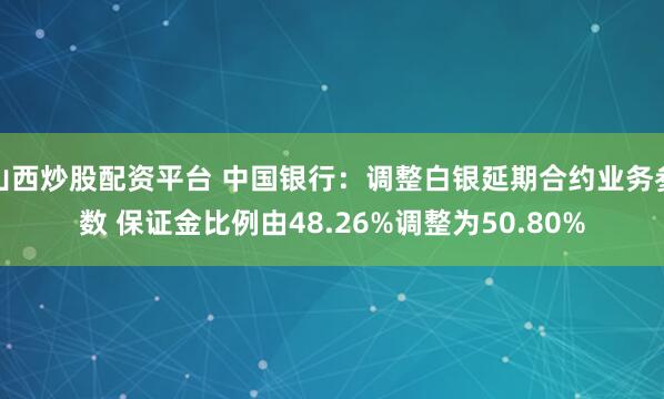 山西炒股配资平台 中国银行：调整白银延期合约业务参数 保证金比例由48.26%调整为50.80%